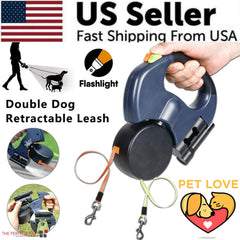 Ergonomic Retractable Double Dog Leash